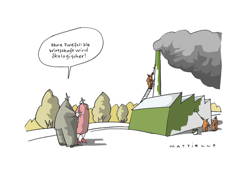 Cartoon: Fortschritt (medium) by Mattiello tagged wirtschaft,ökologie,umweltschutz,wirtschaft,ökologie,umweltschutz,umwelt,natur,schutz,naturschutz,farbriken