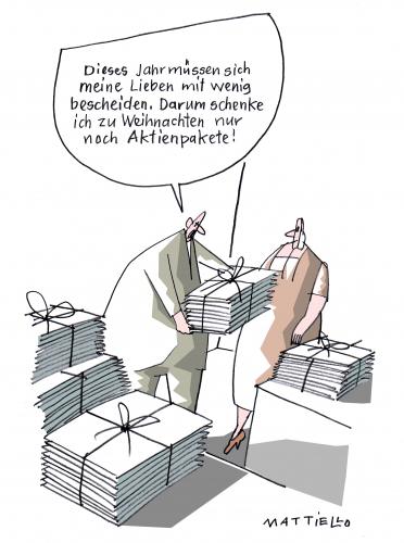 Cartoon: Geschenk (medium) by Mattiello tagged rezession,wirtschaftskrise,abschwung,weihnachten,festtage,geschenke,bescherung,rezession,wirtschaftskrise,wirtschaft,finanzkrise,krise,finanzen,geld,abschwung,weihnachten,weihnacht,festtage,geschenke,geschenk,bescherung,pleite,schulden,bank,banken,aktien,aktienmarkt,börse