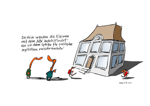 Cartoon: Indoktrination (medium) by Mattiello tagged abc,schule,kinder,schüler,lehrer,politiker,politik,indoktrination,indoktrinieren,agitation,abc,schule,kinder,schüler,lehrer,politiker,politik,indoktrination,indoktrinieren,agitation