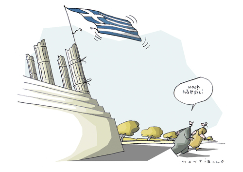 Cartoon: Noch hält sie (medium) by Mattiello tagged griechenland,hilfe,zurückhaltung,abgrund,schuldenkrise,griechenland,zurückhaltung,abgrund,schuldenkrise,hilfe