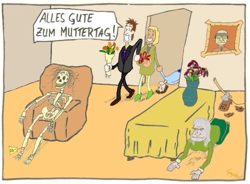 Cartoon: Mutterfreuden am Muttertag (medium) by Fra Mibi tagged muttertag