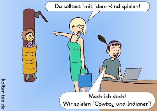 Cartoon: Kindererziehung (medium) by kowo tagged kinder,indianer,cowboy