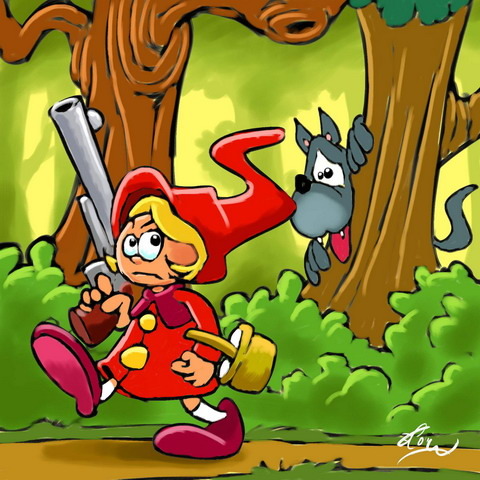 Cartoon: Little Red and the Wolf (medium) by FredCoince tagged little,red,riding,hood,wolf,humor,dangerous