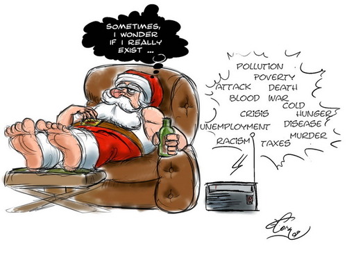 Cartoon: poor santa claus (medium) by FredCoince tagged santa,claus,humor