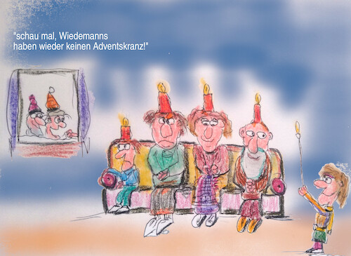 Cartoon: 4. advent (medium) by ab tagged weihnachten,advent,kerze,familie