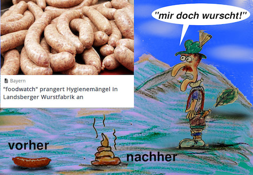 Cartoon: alles wurst (medium) by ab tagged bayern,lebensmittel,wurst,skandal,sprache,dialekt