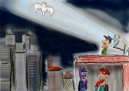 Cartoon: badjokes (medium) by ab tagged batman,sign,signal,superhero,night,gotham