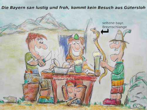 Cartoon: brotzeit dahoam (medium) by ab tagged deutschland,corona,urlaub,bayern,nrw,einheimische