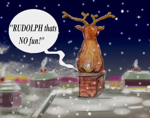 Cartoon: chimneytrouble (medium) by ab tagged santa,chimney,reindeer