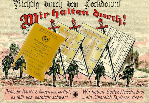 Cartoon: Deutsche! (medium) by ab tagged deutschland,corona,virus,impfpass,ausweis,kampf,regeln