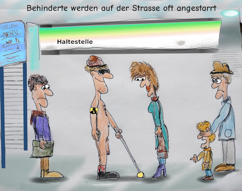 Cartoon: diskriminierung (medium) by ab tagged behindert,blind,körper,gesund,sehen