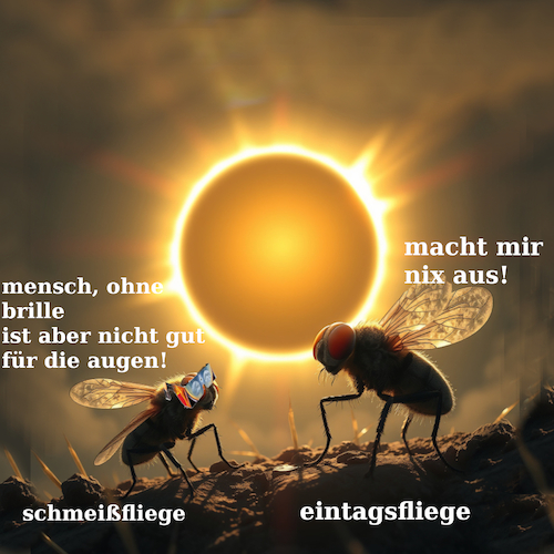 Cartoon: eclipse (medium) by ab tagged sonne,mond,eclipse,finsterniss,insekten,augen,brille,sofi,tag,nacht,leben