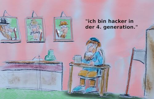 Cartoon: familientradition (medium) by ab tagged beruf,arbeit,wald,axt,internet,familie,letzte,generation,angriff