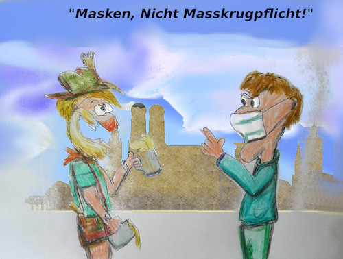 Cartoon: koawiesn (medium) by ab tagged bayern,münchen,corona,fest,bier,maske,virus