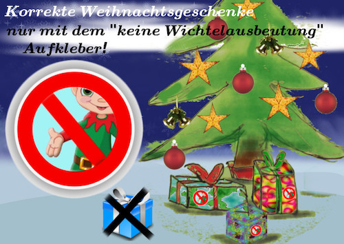 Cartoon: korrekte weihnacht (medium) by ab tagged weihnachten,geschenke,arbeit,helfer,nikolaus