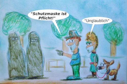Cartoon: korrektes deutschland (medium) by ab tagged virus,maske,burka