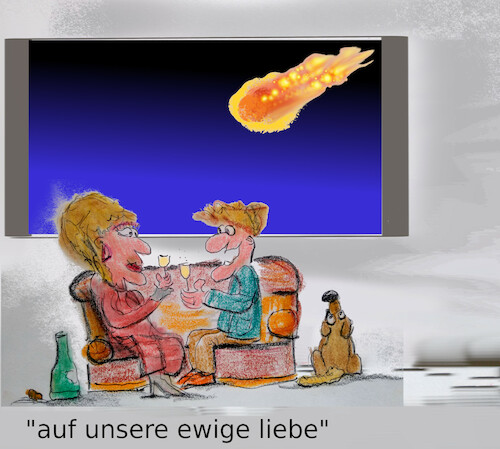 Cartoon: kurzes glück (medium) by ab tagged paar,mann,frau,liebe,vergänglichkeit