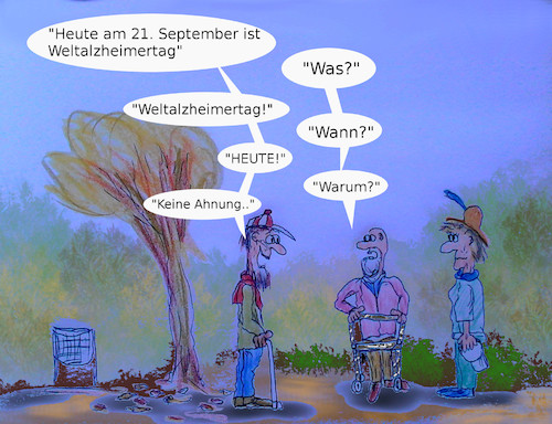 Cartoon: remember (medium) by ab tagged alter,alzheimer,erinnerung,vergessen,herbst