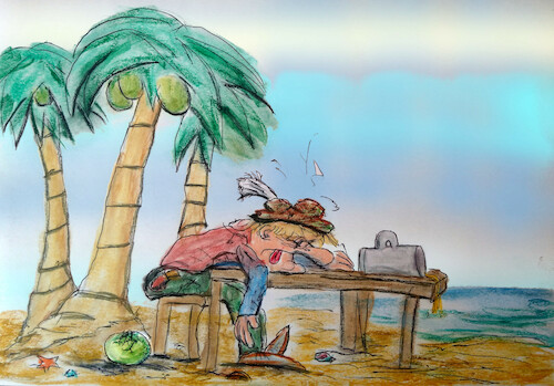 Cartoon: sauba eigschenkt (medium) by ab tagged klimawandel,bayern,hitze,bier,palmen,meeresanstieg,tropen