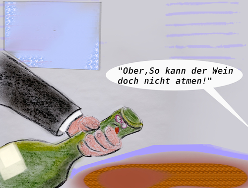 Cartoon: schlechter service (medium) by ab tagged restaurant,trinken,bedienung,ober,gast,wein,kultur