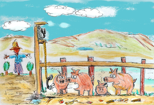 Cartoon: schweinische telefonate (medium) by ab tagged farm,bauernhof,schwein,telefon,gespräch