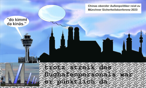 Cartoon: siko (medium) by ab tagged bayern,münchen,siko,teilnehmer,china,ballon,flughafen,streik