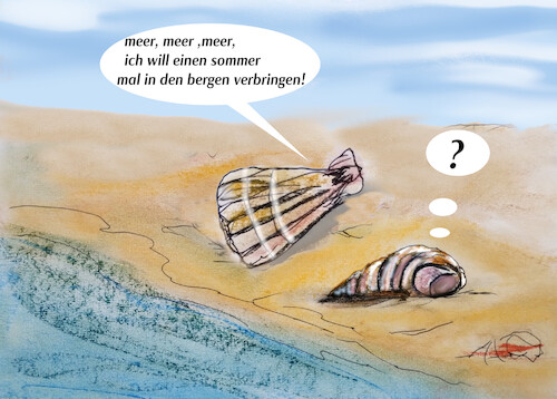 Cartoon: urlaubsträume (medium) by ab tagged urlaub,sommer,meer,strand,muschel