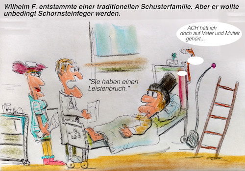Cartoon: volksweisheit (medium) by ab tagged beruf,arbeit,schuster,kaminkehrer,arzt,krankenhaus
