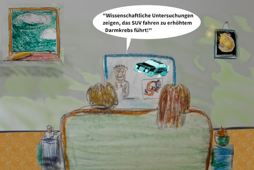 Cartoon: waiting for good news.. (medium) by ab tagged auto,suv,geld,deutschland,verkehr,co2,unfälle,tod,klima