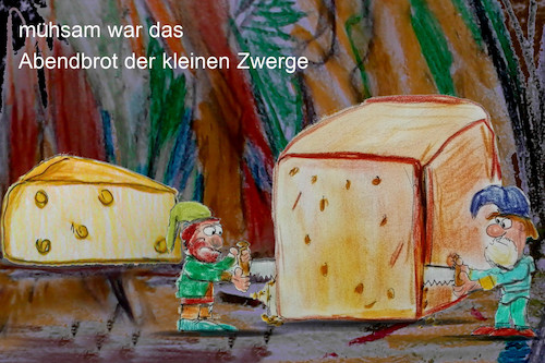 Cartoon: waldleben (medium) by ab tagged märchen,zwerge,wald,essen,brot,käse