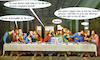 Cartoon: das letzte abendmahl (small) by ab tagged karfreitag,abendmahl,jesus,jünger,essen,judas