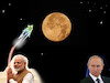 Cartoon: india 1  russia 0 (small) by ab tagged moon,mond,landing,landung,fähre,raumschiff,weltraum,space