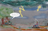 Cartoon: unwetter (small) by ab tagged gewitter,wetter,blitz,behindert,rollstuhl,elektrisch