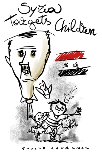 Cartoon: Syria targets children (medium) by Giulio Laurenzi tagged assad,syria