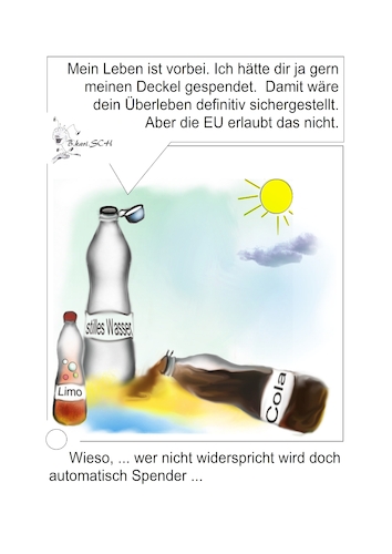 Cartoon: Widerspruchslösung (medium) by BES tagged bes,2024,flaschen,mit,lassmichdranverschlüssen,eu,organspender,klima,menschenleben,willkür