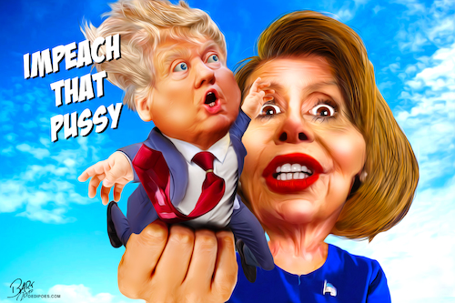 Cartoon: Impeach that Pussy (medium) by Bart van Leeuwen tagged impeachment,pussy,trump,balloon,impeach,ukraine,pelosi,whistleblower