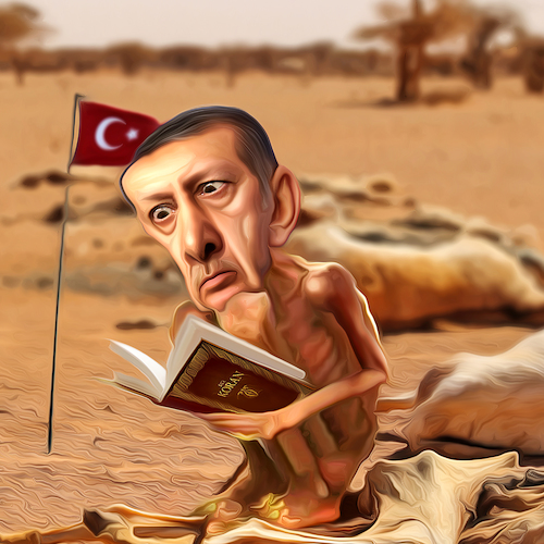 Cartoon: Inflation (medium) by Bart van Leeuwen tagged erdogan,inflation,lira,turkey,allah
