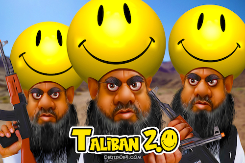 Cartoon: Taliban 20 (medium) by Bart van Leeuwen tagged taliban,afghanistan,sharia,islam,fake,oppression,smiley