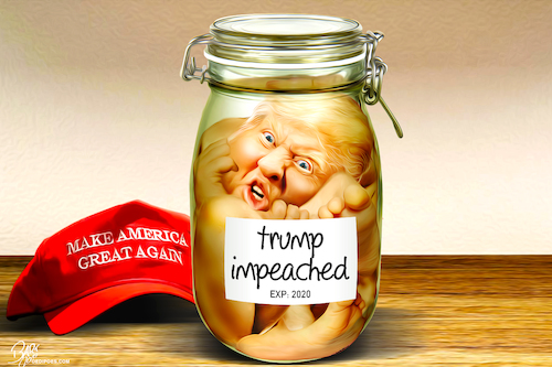 Cartoon: Trump Impeached (medium) by Bart van Leeuwen tagged trump,impeachmend,impeach,make,america,great,again