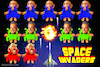 Cartoon: Space Invaders (small) by Bart van Leeuwen tagged space,race,invaders,elonmusk,richardbranson,jeffbezos,amazon,tesla,virgin,arcade
