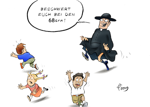 Cartoon: 68er-Schuld (medium) by Paolo Calleri tagged vatikan,kirche,katholisch,katholizismus,klerus,priester,missbrauch,missbrauchsfaelle,kinder,benedikt,sexualisierung,68,aufsatz,papst,schuld,schuldzuweisung,machtmissbrauch,kindesmissbrauch,karikatur,cartoon,paolo,calleri,vatikan,kirche,katholisch,katholizismus,klerus,priester,missbrauch,missbrauchsfaelle,kinder,benedikt,sexualisierung,68,aufsatz,papst,schuld,schuldzuweisung,machtmissbrauch,kindesmissbrauch,karikatur,cartoon,paolo,calleri