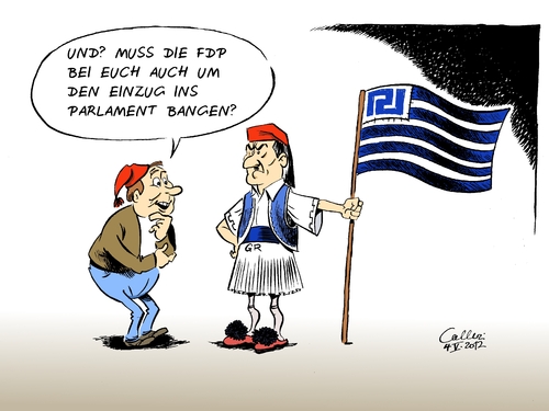 Cartoon: Andere Länder - andere Sorgen (medium) by Paolo Calleri tagged andere,holstein,schleswig,nrw,fdp,wahlkampf,morgendämmerung,goldene,rechtsextremistisch,rechts,rechtsextremisten,rassisten,faschisten,parlamentswahlen,wahlen,athen,griechenland,griechenland,athen,wahlen,parlamentswahlen,faschisten,rassisten,rechtsextremisten