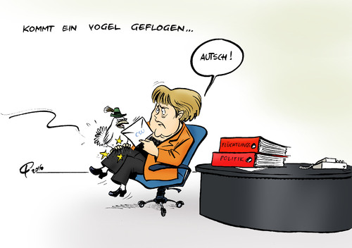 Cartoon: Brief aus Bayern (medium) by Paolo Calleri tagged paolo,cartoon,karikatur,binnengrenzen,kontrolle,koalition,grosse,protest,grenzen,verfassungsklage,drohung,kritik,beschwerdebrief,protestbrief,merkel,angela,bundeskanzlerin,csu,fluechtlingspolitik,fluechtlinge,fluechtlingskrise,berlin,bayern,deutschland,eu,eu,deutschland,bayern,berlin,fluechtlingskrise,fluechtlinge,fluechtlingspolitik,csu,bundeskanzlerin,angela,merkel,protestbrief,beschwerdebrief,kritik,drohung,verfassungsklage,grenzen,protest,grosse,koalition,kontrolle,binnengrenzen,karikatur,cartoon,paolo,calleri