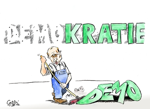 Cartoon: Demontage (medium) by Paolo Calleri tagged russland,wladimir,putin,demokratie,demonstrationsrecht,versammlungsgesetzt,versammlungsfreiheit,gegner,gesetz,menschenrechtler,oppositionelle,verfassung,proteste,russland,wladimir putin,demokratie,demo,wladimir,putin