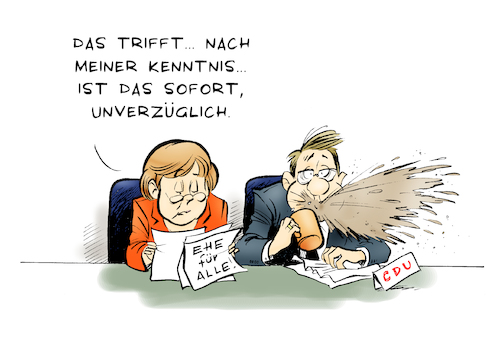 Cartoon: Ehe für alle (medium) by Paolo Calleri tagged deutschland,bundeskanzlerin,angela,merkel,ehe,familien,homo,schwule,lesben,gegner,befuerworter,cdu,union,abstimmung,bundestag,gewissen,gewissensentscheidung,karikatur,cartoon,paolo,calleri,deutschland,bundeskanzlerin,angela,merkel,ehe,familien,homo,schwule,lesben,gegner,befuerworter,cdu,union,abstimmung,bundestag,gewissen,gewissensentscheidung,karikatur,cartoon,paolo,calleri