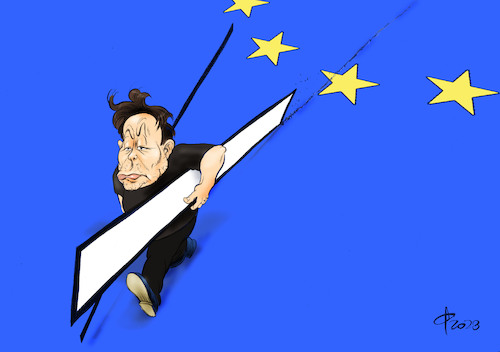 Cartoon: euXit? (medium) by Paolo Calleri tagged eu,musk,social,media,plattform,twitter,medien,internet,hass,hetze,fake,news,information,antisemitismus,verschwoerungstheorien,karikatur,cartoon,paolo,calleri,eu,musk,social,media,plattform,twitter,medien,internet,hass,hetze,fake,news,information,antisemitismus,verschwoerungstheorien,karikatur,cartoon,paolo,calleri