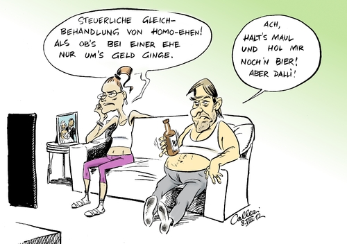 Cartoon: Familienwerte (medium) by Paolo Calleri tagged splitting,grundsatz,debatte,tabu,besserstellung,ehe,familie,konservativ,werte,gleichstellung,steuern,lebenspartnerschaft,homosexualität,homoehe,csu,cdu,union,ehegattensplitting,union,cdu,csu,homosexualität,lebenspartnerschaft,steuern,gleichstellung,werte,konservativ,familie,ehe,besserstellung,tabu