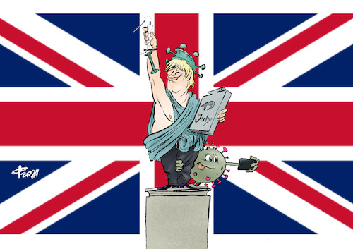 Cartoon: Freiheitstag (medium) by Paolo Calleri tagged gb,uk,united,kingdom,grossbritannien,lockerungen,corona,covid,massnahmen,delta,variante,mutanten,mutationen,ansteckungen,welle,vierte,gesellschaft,premier,boris,johnson,juli,freiheitstag,freedom,day,kritik,wissenschaft,wissenschaftler,medizin,gesundheit,lockdown,arbeit,soziales,karikatur,cartoon,paolo,calleri,gb,uk,united,kingdom,grossbritannien,lockerungen,corona,covid,massnahmen,delta,variante,mutanten,mutationen,ansteckungen,welle,vierte,gesellschaft,premier,boris,johnson,juli,freiheitstag,freedom,day,kritik,wissenschaft,wissenschaftler,medizin,gesundheit,lockdown,arbeit,soziales,karikatur,cartoon,paolo,calleri