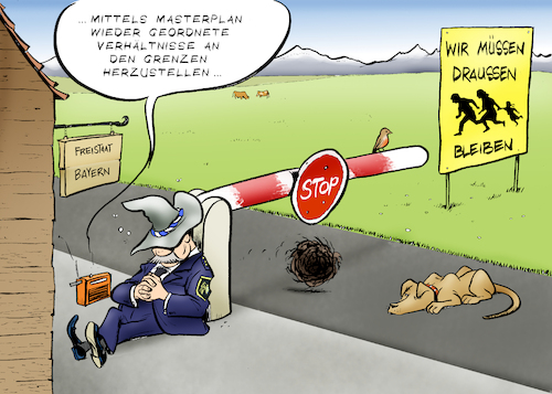 Cartoon: Grenzordnung (medium) by Paolo Calleri tagged eu,deutschland,bayern,union,csu,cdu,streit,parteien,bundesinnenminister,seehofer,masterplan,landtagswahl,wahlkampf,fluechtlinge,asyl,asylbewerber,grenzen,asylsuchende,rechtspopulismus,karikatur,cartoon,paolo,calleri,eu,deutschland,bayern,union,csu,cdu,streit,parteien,bundesinnenminister,seehofer,masterplan,landtagswahl,wahlkampf,fluechtlinge,asyl,asylbewerber,grenzen,asylsuchende,rechtspopulismus,karikatur,cartoon,paolo,calleri