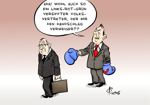 Cartoon: Handschlag (medium) by Paolo Calleri tagged deutschland,landtag,baden,wuerttemberg,wolfgang,drexler,abgeordneter,handschlag,afd,abgeordnete,parteien,spd,rechtspopulisten,karikatur,cartoon,paolo,calleri,deutschland,landtag,baden,wuerttemberg,wolfgang,drexler,abgeordneter,handschlag,afd,abgeordnete,parteien,spd,rechtspopulisten,karikatur,cartoon,paolo,calleri